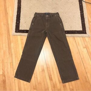Abercrombie & Fitch Men's Baggy Workwear Dark Brown Cargo Jeans